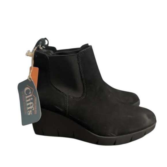NWT! Cliffs White Mountain Wedge Boots Black Leather Ankle Booties Winter 7 M - Picture 5 of 8